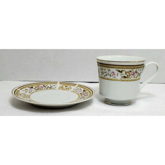 Wallace Heritage Daphne Tea Cup & SaucerFloral Gold Trim Porcelain Japan - Picture 11 of 13